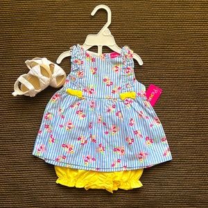 6-9M Blue Stripped Floral Matching Set
